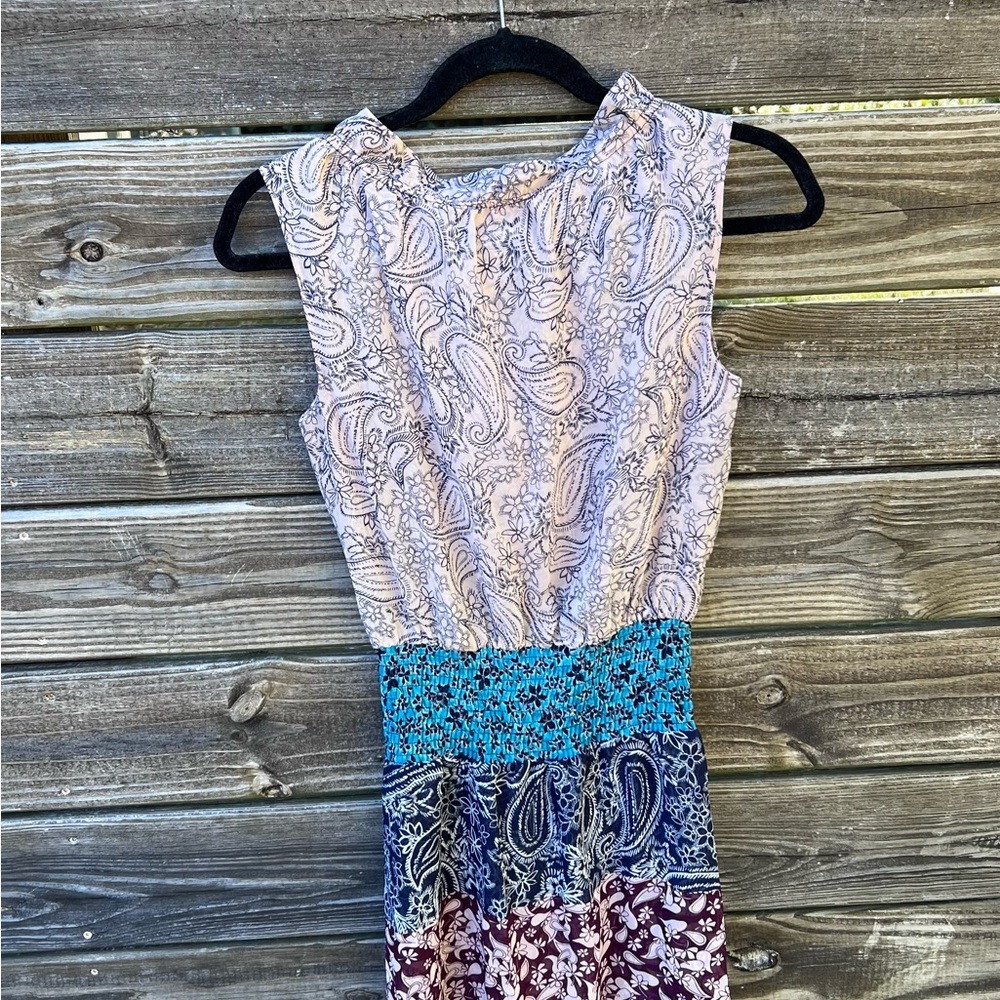 CAbi Whimsical Paisley Midi Dress Fairycore Cottagecore XS NWT Colorblock Floral - Picture 3 of 4